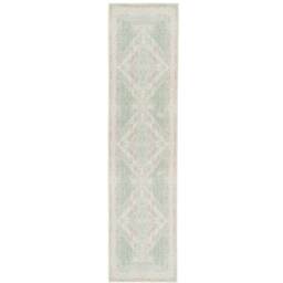 Distressed Bordered Persian Medallion Non Slip Washable Area Rug - Green / 240 x 60cm - thumbnail 5