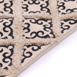 Lux Criss Cross Print Cotton Cushion Cover Indian Decor - Cream - thumbnail 5