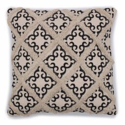 Lux Criss Cross Print Cotton Cushion Cover Indian Decor - Cream - thumbnail 2