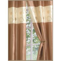 Floral Embroidered Detail Curtain Panel - Latte