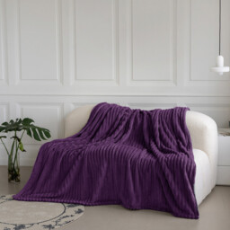Snug Soft Chunky Ribbed Cord Plush Throw Blanket - Aubergine / 305x305 - thumbnail 5
