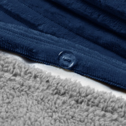 Plush Ribbed Navy Cord Cosy Teddy Soft Fleece Reverse Duvet Set - Navy / 1 Duvet cover 2 Pillowcases / Double - thumbnail 3