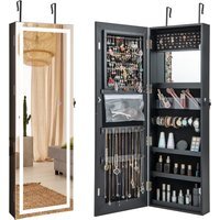 LED Mirror Jewellery Cabinet Jewellery Armoire Organizer - Black