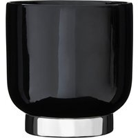 Callie Black Small Planter With Silver Finish Base - Black