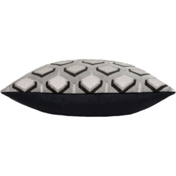 Ledbury Velvet Jacquard Cushion - Grey and Black - thumbnail 5