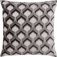 Ledbury Velvet Jacquard Cushion - Grey and Black - thumbnail 1