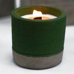 Sea Moss Herbs Wooden Wick Concrete Candle Eco Friendly Gift - Green - thumbnail 3