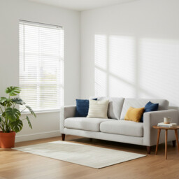 PVC White Wood Effect Venetian Blind - White / 45cm - thumbnail 4