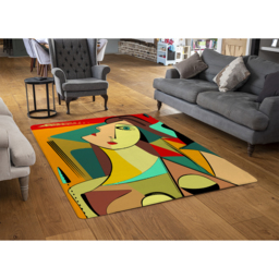 Abstract Portrait Designer Rug - Pink / 150cm - thumbnail 2