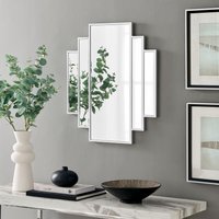 Deco Small 1920s Inspired Silver Framed Wall Mirror - Small