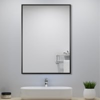 Rectangle Black Framed Wall Mirror - Black / 45x65cm