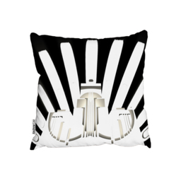 Art Deco Skyscraper In Black  White Outdoor Cushion - Black / 60cm - thumbnail 2