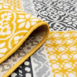 Floral Patchwork Living Room Rug - Ochre / 240 x 60cm - thumbnail 3