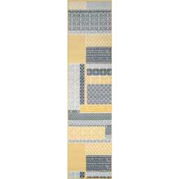 Floral Patchwork Living Room Rug - Ochre / 240 x 60cm - thumbnail 4