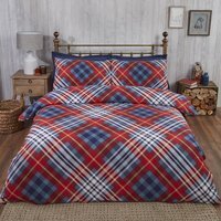 Tartan Geometric Bedcover Cotton Duvet Set With Pillowcase - Red