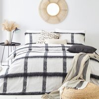 Mohair Check Cotton Duvet Cover Set - Natural/Black - image 1