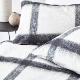 Mohair Check Cotton Duvet Cover Set - Natural/Black - thumbnail 3