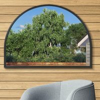 MirrorOutlet Arcus Black Metal Framed Arched Garden Wall Mirror - Black