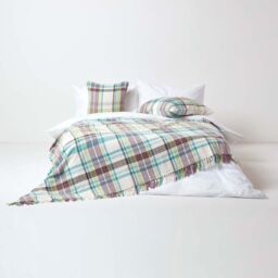 Tartan 100 Cotton Falun Throw with Tassels - Green / 360cm - thumbnail 3