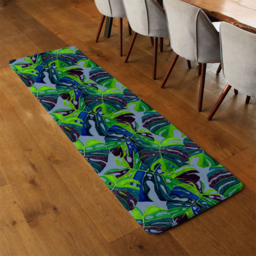 Hand drawn exotic plants Designer Runner Rug - Green - thumbnail 3