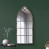 MirrorOutlet The Somerley Rustic Metal Arched Decorative Mirror - Silver