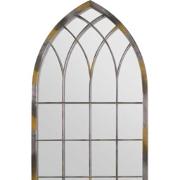 MirrorOutlet The Somerley Rustic Metal Arched Decorative Mirror - Silver - thumbnail 3