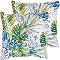 Watercolour Palm Print Outdoor Cushion (Set of 2) - Yellow - image 1