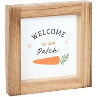 Welcome to Our Patch Carrot Wooden Frame Sign - Neutral