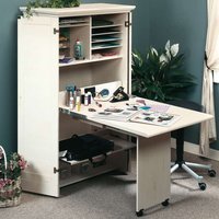 Hideaway Office and or Craft Station - Antiqued White