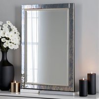 Antique Mottled Lunar Wall Mirror Bevelled - Silvery Champagne - thumbnail 1