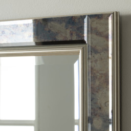 Antique Mottled Lunar Wall Mirror Bevelled - Silvery Champagne - thumbnail 2