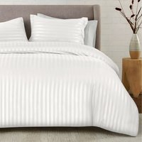 Satin Stripe Duvet Covers - White / Double