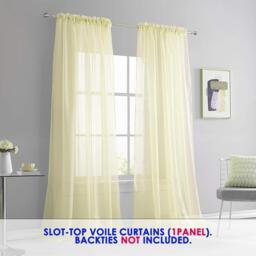Voile Panel Curtain Slot Top - Cream / 108in - thumbnail 3