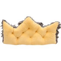 Crown-Shaped Tufted Headboard Pillow - Yellow and Grey / 90cm