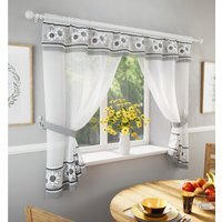 Keswick Floral Embroidery Window Set with Matching Tie Backs - Black / 107cm