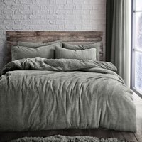 Teddy Sterling Grey Soft Cosy Thermal Fleece Duvet Set - Sterling Grey / Single