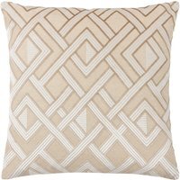 Henley Velvet Jacquard Cushion - Warm Taupe - image 1