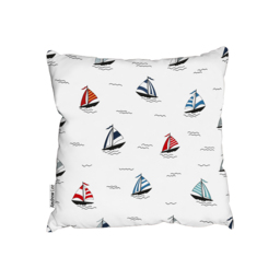Red  Blue Sailboats Outdoor Cushion - White / 60cm - thumbnail 2