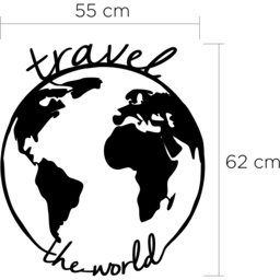Travel the World  Wall Art Metal Decorative Object - Black - Black - thumbnail 2