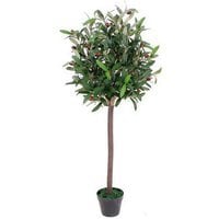 Artificial Olive Tree in Black Plastic Pot - Olive / 90cm