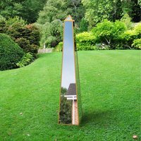 The Obelisk Gold Metal Edged Mirrored Garden Ornament - Gold / 30cm - thumbnail 1