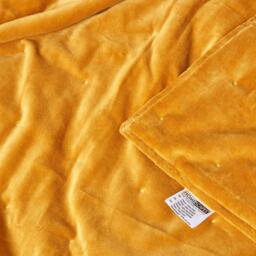 Homescapes Velvet Quilted Throw with Stitch - Mustard / 200cm - thumbnail 2