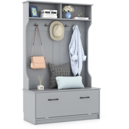 Hall Tree with Coat Rack - Grey - thumbnail 2