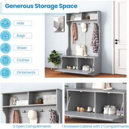 Hall Tree with Coat Rack - Grey - thumbnail 4