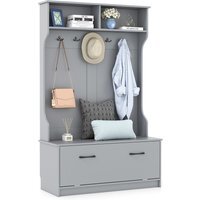 Hall Tree with Coat Rack - Grey