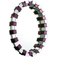 Templar Gold Finish Round Wall Mirror - Purple