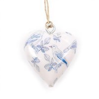 Large Blue Bird Wooden Heart Decor - Elegant Home Focal Point - Blue