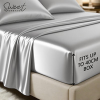 Silk Luxury Deep Box Fitted Sheet - Silver / Double - thumbnail 1