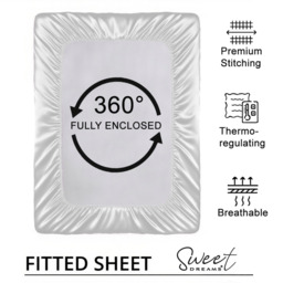 Silk Luxury Deep Box Fitted Sheet - Silver / Double - thumbnail 2