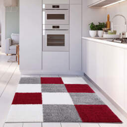Myshaggy Collection Geometric Design Rug - Red / 120x170cm - thumbnail 3